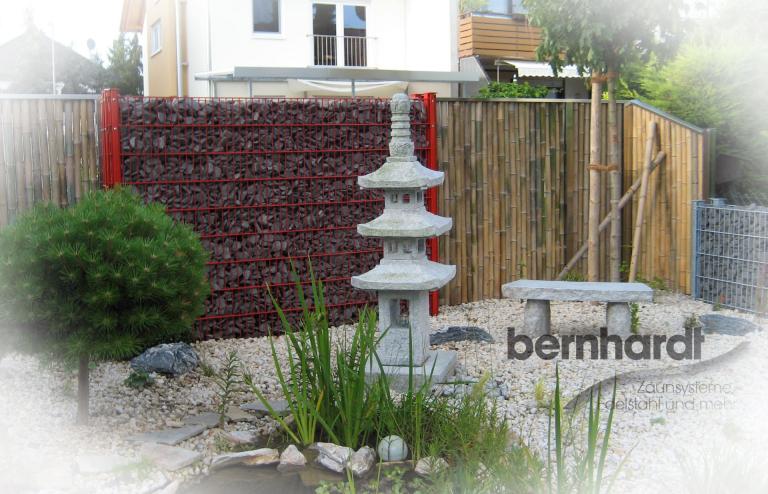 Bambuszaun in Kombination